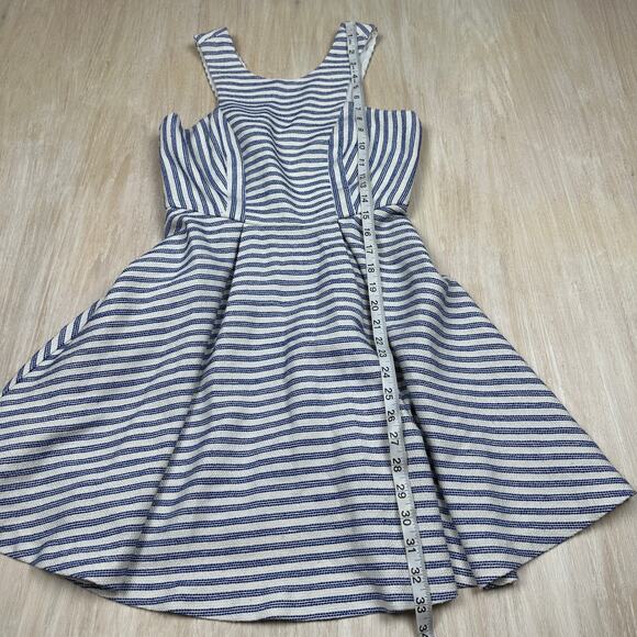 BCBGeneration Blue & White Tweed Striped Sleeveless Nautical Casual Mini Dress 2 - Picture 16 of 16